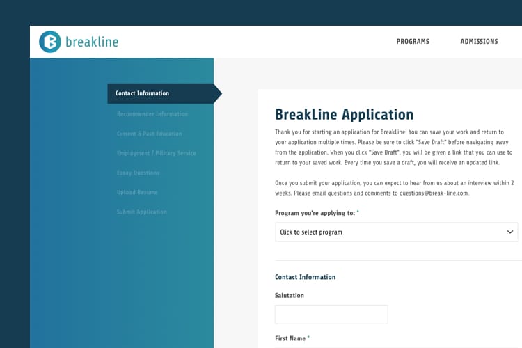 Breakline Education - Application