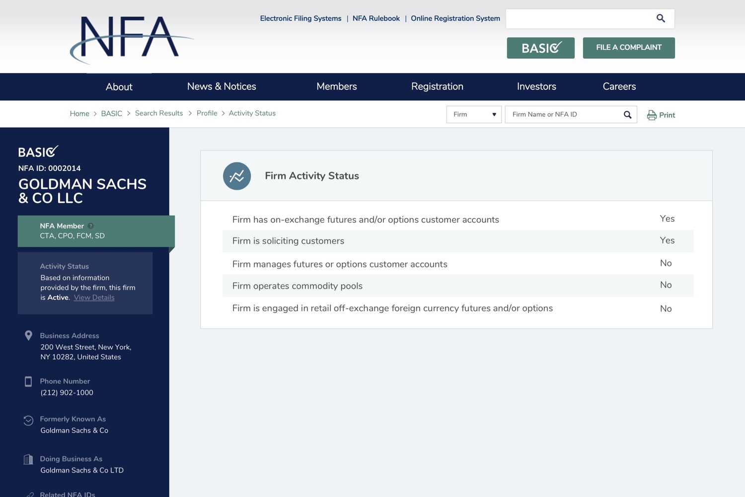 NFA - Activity Status